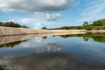 Reflections in water. Landscape in the Tapajos River, Brazilian Amazon.