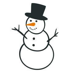 Funny snowman. Vector element isolated on white background.