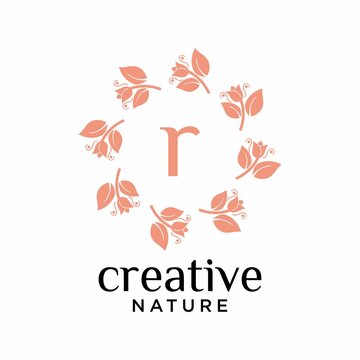 Logo icon vector, beautiful rose flower round luxury design
