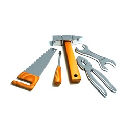 Art tools. Collection. 3d render