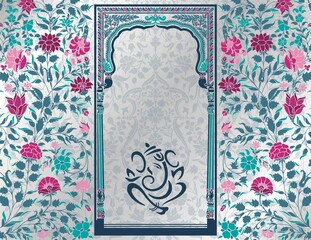 Obraz premium Ganesha, wedding card, royal Rajasthan, India 