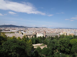 Fototapeta premium Scenic cityscape of european city of Barcelona in Spain