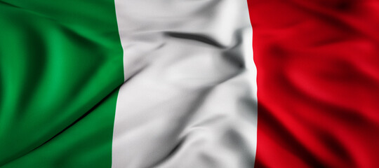 Waving flag concept. National flag of the Italian Republic. Waving background. 3D rendering.