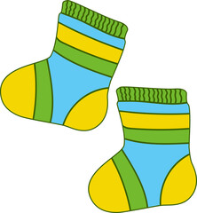 Children's multi-colored socks. Vector drawing easily editable.