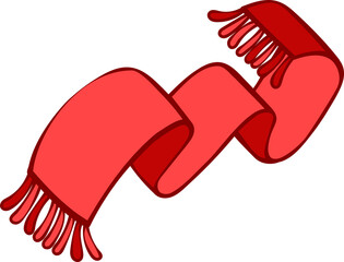 Children's red scarf. Vector drawing easily editable.