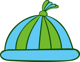 Children's blue-green hat. Vector drawing easily editable.