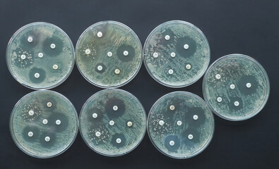 antimicrobial susceptibility test Antibiogram Antibiotic resistance bacteria  - obrazy, fototapety, plakaty