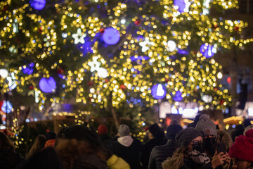 Fototapeta na wymiar Christmas market opening Strasbourg