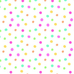 Obraz premium Colorful Dots pattern, vector. Can be used for nursery wall decor, baby textile, baby bedding set, wrapping paper, packaging, wallpaper, baby clothes design.