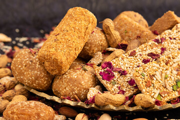 Winter Delicacy Makar Sankranti Or Lohri Mithai Gulab Gajak, Pista Gazak, Til Patti Or Papdi, Til...