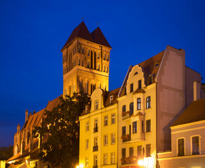 Gothic church of St. James. New Market square in Torun.  Poland