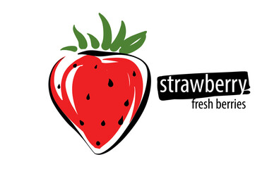 Drawn vector strawberry on a white background - 476218568