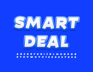 Vector bright banner Smart Deal with modern Font. Set of stylish Alphabet Letters and Numbers