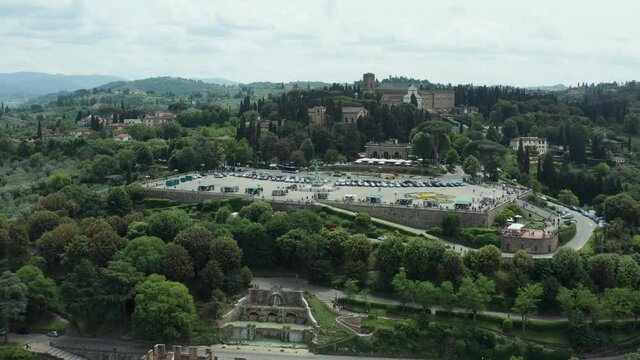 Michelangelo Square In Florence, Italy. 4K Drone View.