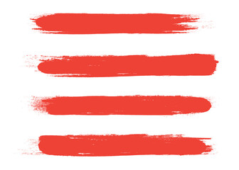 Red brush stroke set isolated on background. Collection of trendy brush stroke vector for red ink paint, grunge backdrop, dirt banner, watercolor design and dirty texture. Brush stroke vector