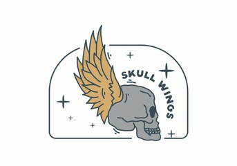 Skull with wings vintage illustration