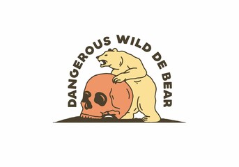 Bear and skull vintage illustration