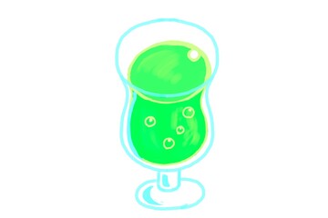 メロンソーダ　melon soda cartoon drink illustration