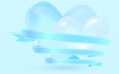 ホワイトデーの立体的なハートと水路のリボン・ラベル