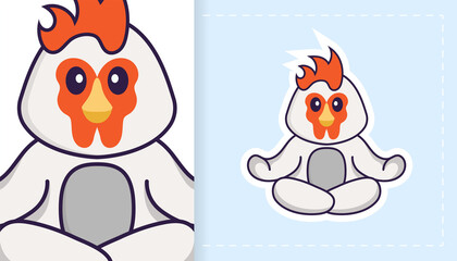 Cute vector chicken. Can be used for stickers, patches, textiles, paper. Vector illustration