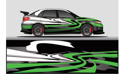 Obraz premium Car livery wrap decal, rally race style vector illustration abstract background