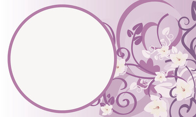 Obraz na płótnie Canvas purple floral background with circles on the sides