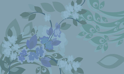 a background of flowers and leaves