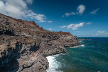 Fototapeta na wymiar Volcanic seascape. Rocks formation in Tamaduste. El Hierro . Canary Islands