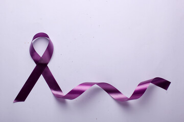 World Cancer Day concept. Purple violet lavender ribbon.