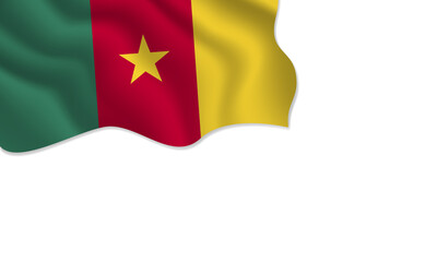 Cameroon flag waving illustration with copy space on isolated background