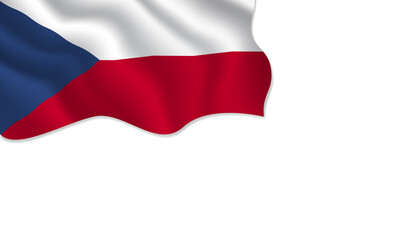 Czech flag waving illustration with copy space on isolated background