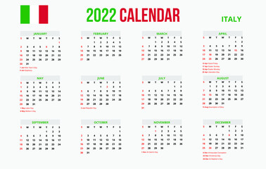 calendar 2022 italy template