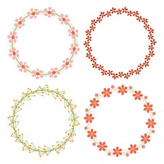 Set of decorative wreaths with flowers. Postcard, festive design, announcements invitation posters. Vector illustration