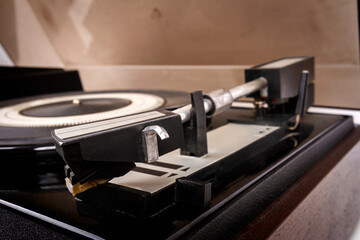 Fototapeta na wymiar Close up of vintage turntable vinyl record player