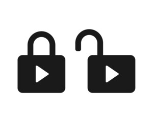 Locked video symbol. Padlock player. Illustration vector