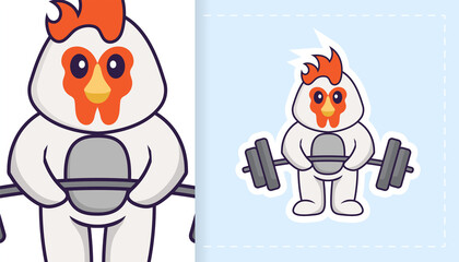 Cute vector chicken. Can be used for stickers, patches, textiles, paper. Vector illustration