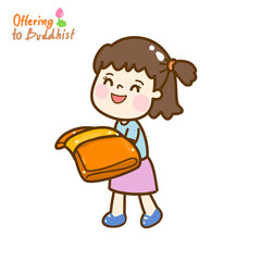 Cartoon offering to monk vector.