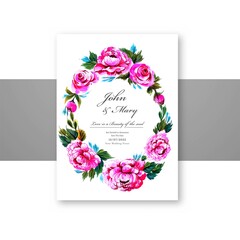 Wedding invitation decorative flowers frame card template