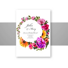 Decorative beautiful flowers card template design
