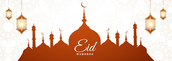 Elegant banner for eid mubarak card design