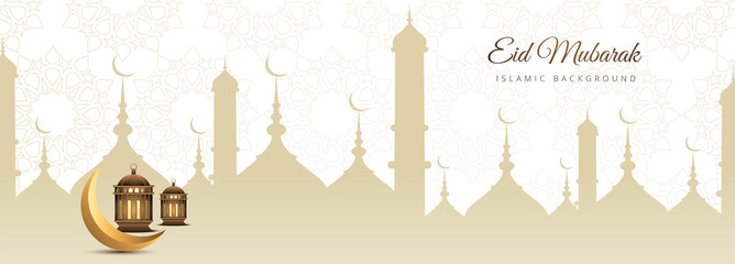 Elegant banner for eid mubarak card design