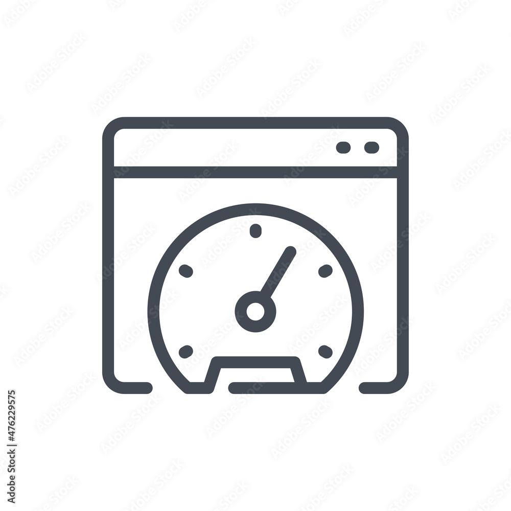 Poster website performance line icon. web page with dashboard vector outline sign.