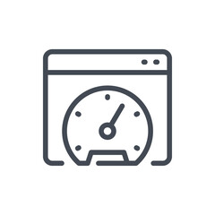 Website performance line icon. Web page with dashboard vector outline sign.