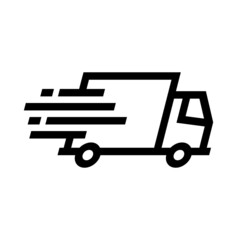 Shipping fast delivery truck icon symbol, Pictogram flat outline design for apps and websites, Isolated on white background, Vector illustration