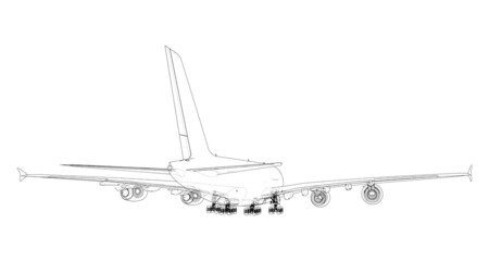 Fototapeta na wymiar Passenger Airoplane. Vector rendering of 3d