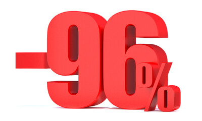 Minus 96 Percent off 3d Sign on White Background, Special Offer 96% Discount Tag, Sale Up to 96 Percent Off,big offer, Sale, Special Offer Label, Sticker, Tag, Banner, Advertising, offer Icon