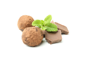 Concept of sweets with truffles isolated on white background