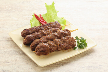 Beef kebab skewer minced meat