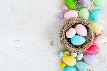Easter scene with white eggs