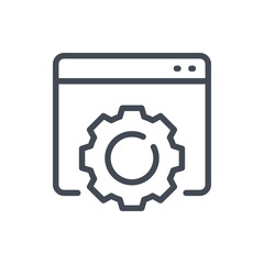 Website settings and preferences line icon. Web page with gear vector outline sign.